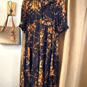 NATURAL LIFE Navy Floral Long Sleeve Dress